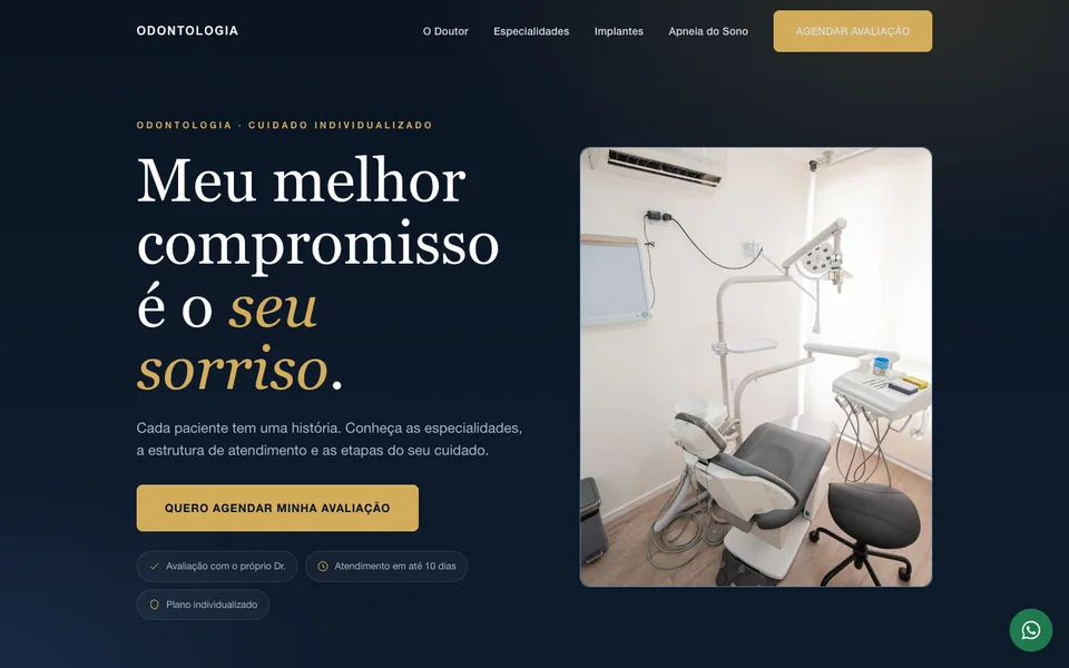 Prévia de landing page de odontologia e cuidado